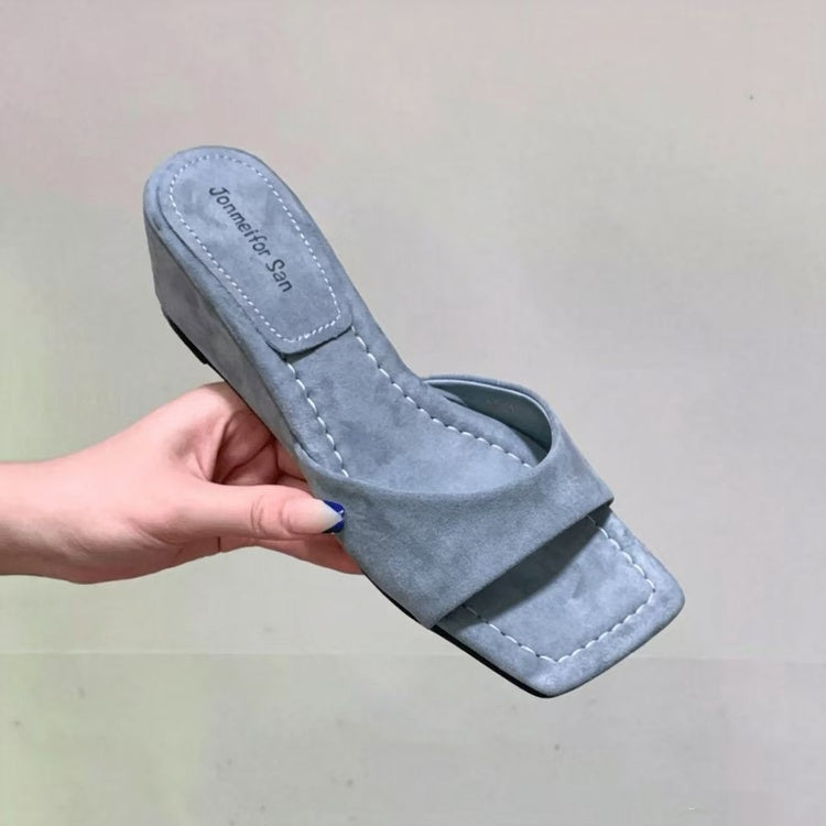 French Style One-Strap Open Toe Sandals For Women, Summer Wedge Comfortable Slip-On Mules, Elegant Ladies Shoes Match Dresses