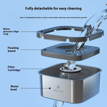 Pet Water Bowl Stainless Steel Floating Bowl Water Feeder Anti-tumble
