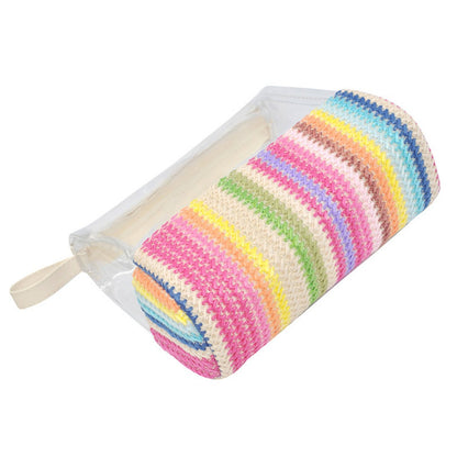Ladies straw wristlet purse, Cosmetics storage bag transparent, toiletries storage bag, Transparent Cosmetic Bag,