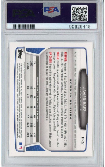 Graded 2013 Bowman Draft Picks & Top Prospects Javier Baez #TP-27 Rookie RC Baseball Card PSA 10 Gem Mint