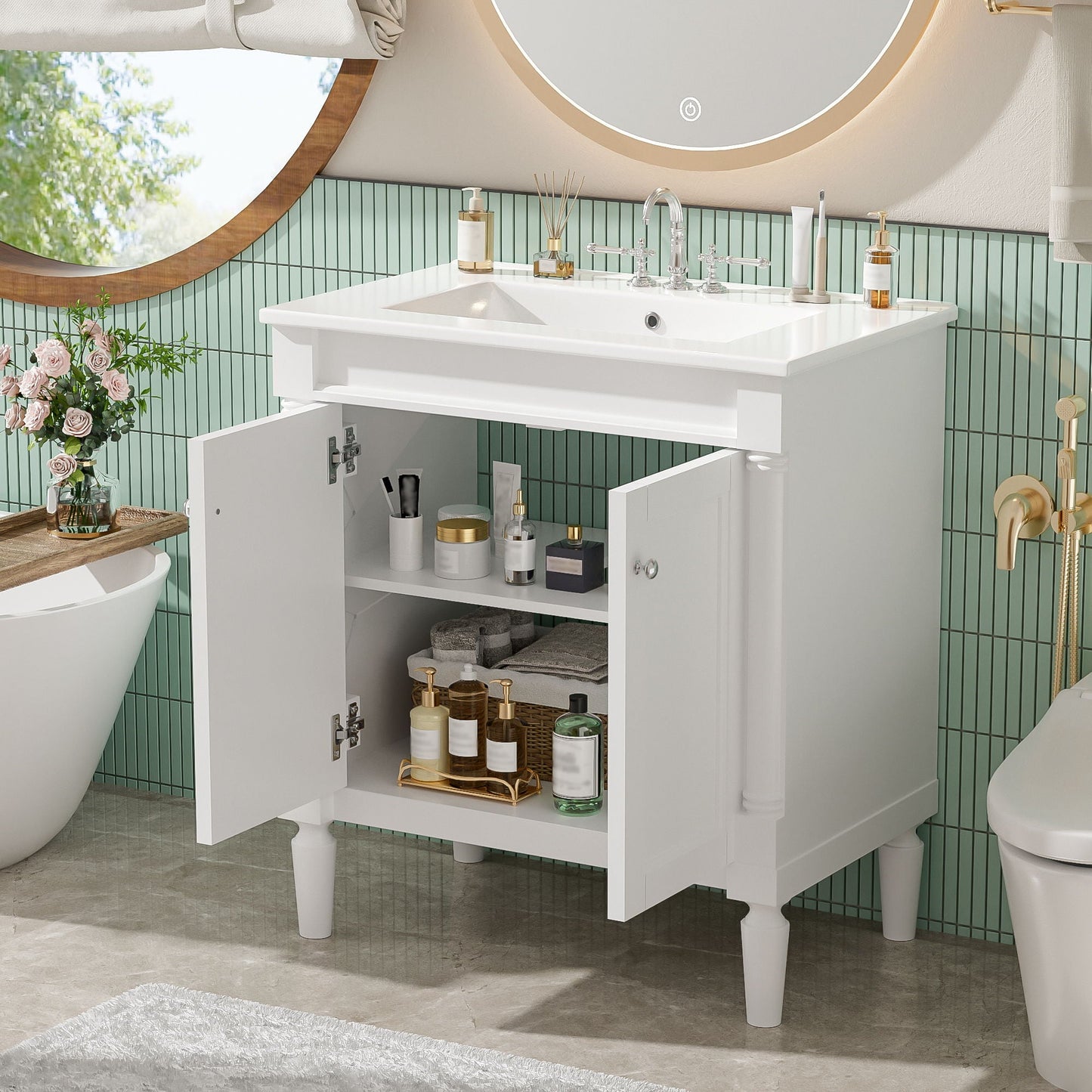 Bathroom Vanity Cabinet With Sink, Soft Close Doors, Storage Cabinet