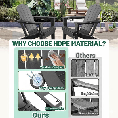 Adirondack Chairs Set of 2 - Plastic HDPE with Cup Holder