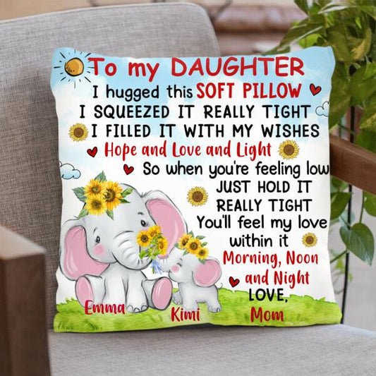 Personalized Elephant Mom Daughter Pillow Cover/Quilt/Fleece Throw Blanket - Gift Idea For Child From Mother/Grandma