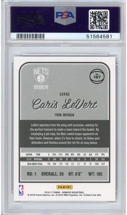 Graded 2016-17 Panini Donruss Caris LeVert #167 Rookie RC Basketball Card PSA 10 Gem Mint