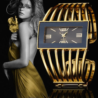 SENRUD Fashion Cuff Bracelet Watches for Women Luxury Rectangular Dial Analog Quartz Wrist Watch Gifts for Ladies
