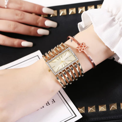 SENRUD Fashion Cuff Bracelet Watches for Women Luxury Rectangular Dial Analog Quartz Wrist Watch Gifts for Ladies