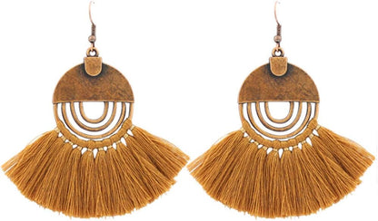 Faux Fur Pom Pom Tassel Drop Dangle Earrings Set