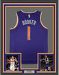 Framed Autographed/Signed Devin Booker 35x39 Phoenix Purple Basketball Jersey Steiner Sports COA