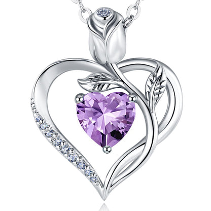 Women's Heart Pendant Necklace – 1.2CT Moissanite or Lab-Grown Sapphire, Ruby & Emerald