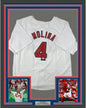 Framed Autographed/Signed Yadier Molina 35x39 St. Louis White Baseball Jersey JSA COA Holo Only