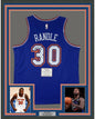 Framed Autographed/Signed Julius Randle 35x39 New York Knicks Blue Basketball Jersey Fanatics COA