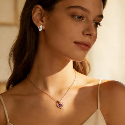 Women's Heart Pendant Necklace – 1.2CT Moissanite or Lab-Grown Sapphire, Ruby & Emerald
