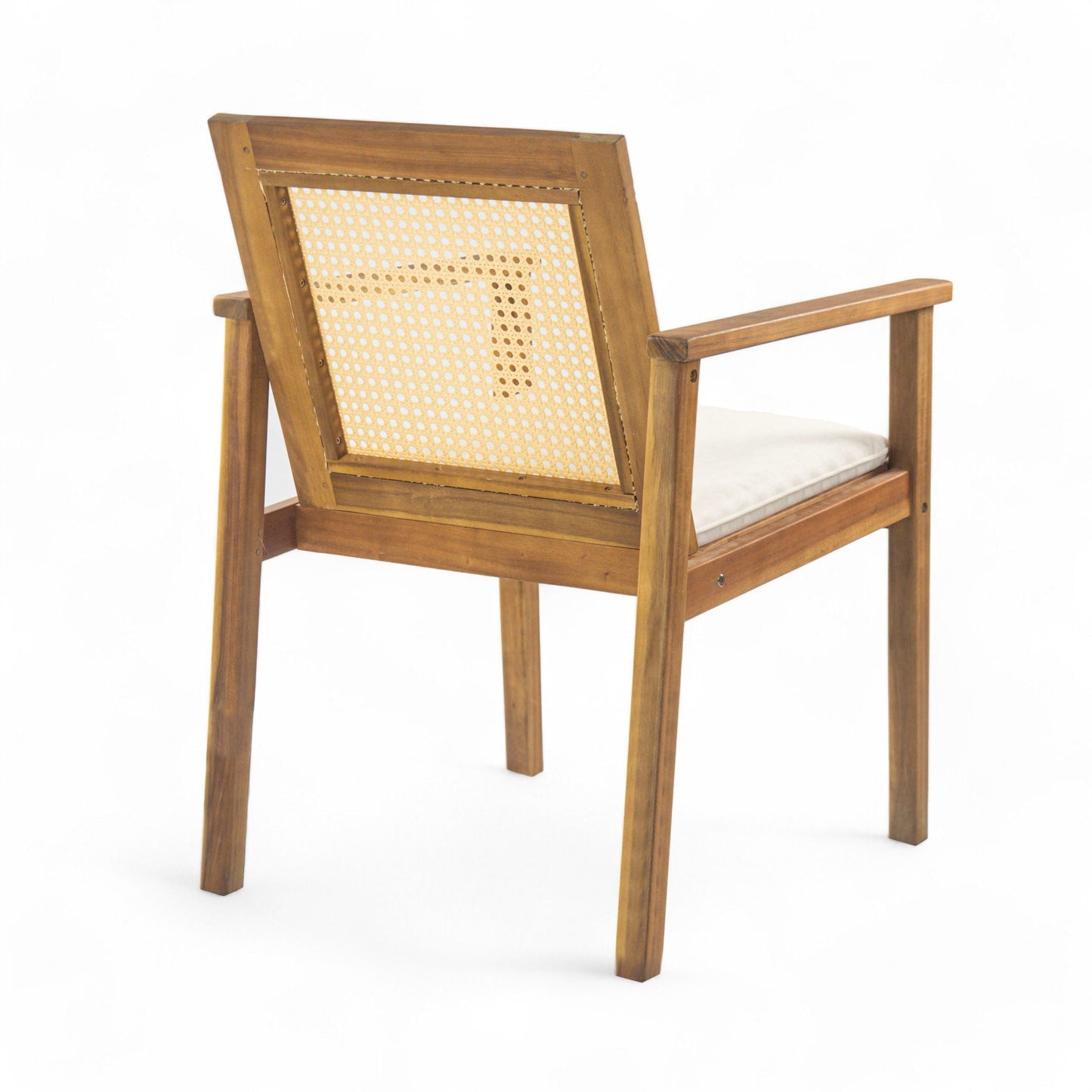 Preston Outdoor Dining Chair With Cushion Set of 2 - Teak / Beige