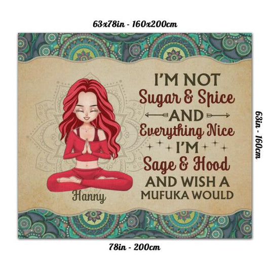 Personalized Yoga Girl Rug - Gift Idea For Yoga Lover - I'm Sage & Hood And Wish A Mufuka Would
