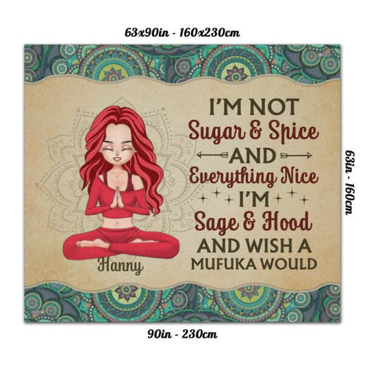 Personalized Yoga Girl Rug - Gift Idea For Yoga Lover - I'm Sage & Hood And Wish A Mufuka Would
