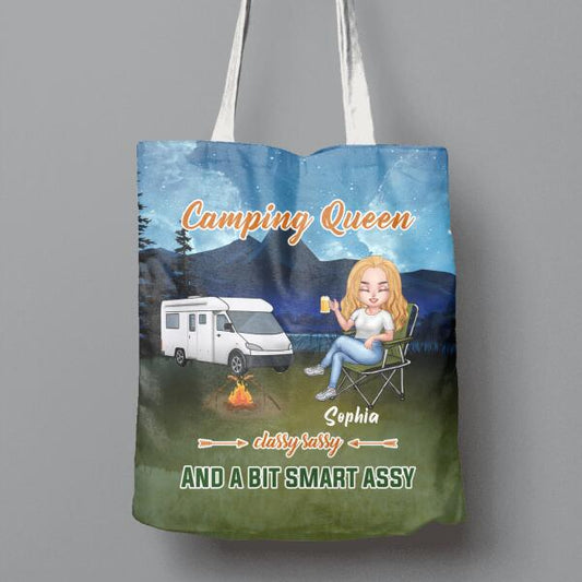 Personalized Camping Queen Canvas Bag - Gift Idea For Camping Lover - Camping Queen Classy Sassy And A Bit Smart Assy