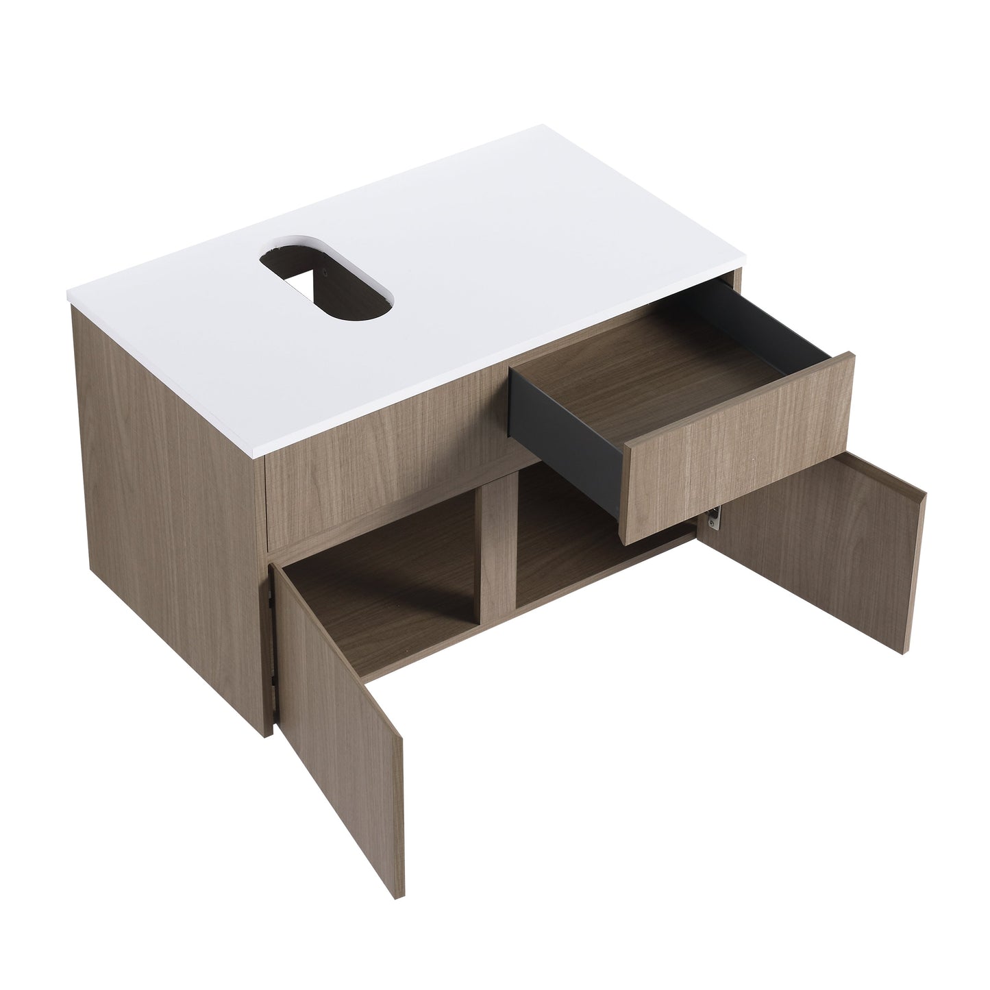 32-Inch Wall-Mounted Bathroom Vanity with Soft Close Doors and Drawer