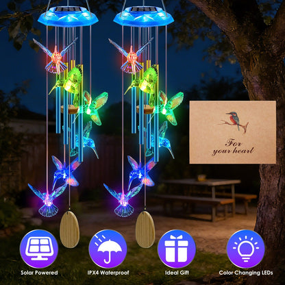 Solar Wind Chime with Color-Changing LED & Aluminum Tubes