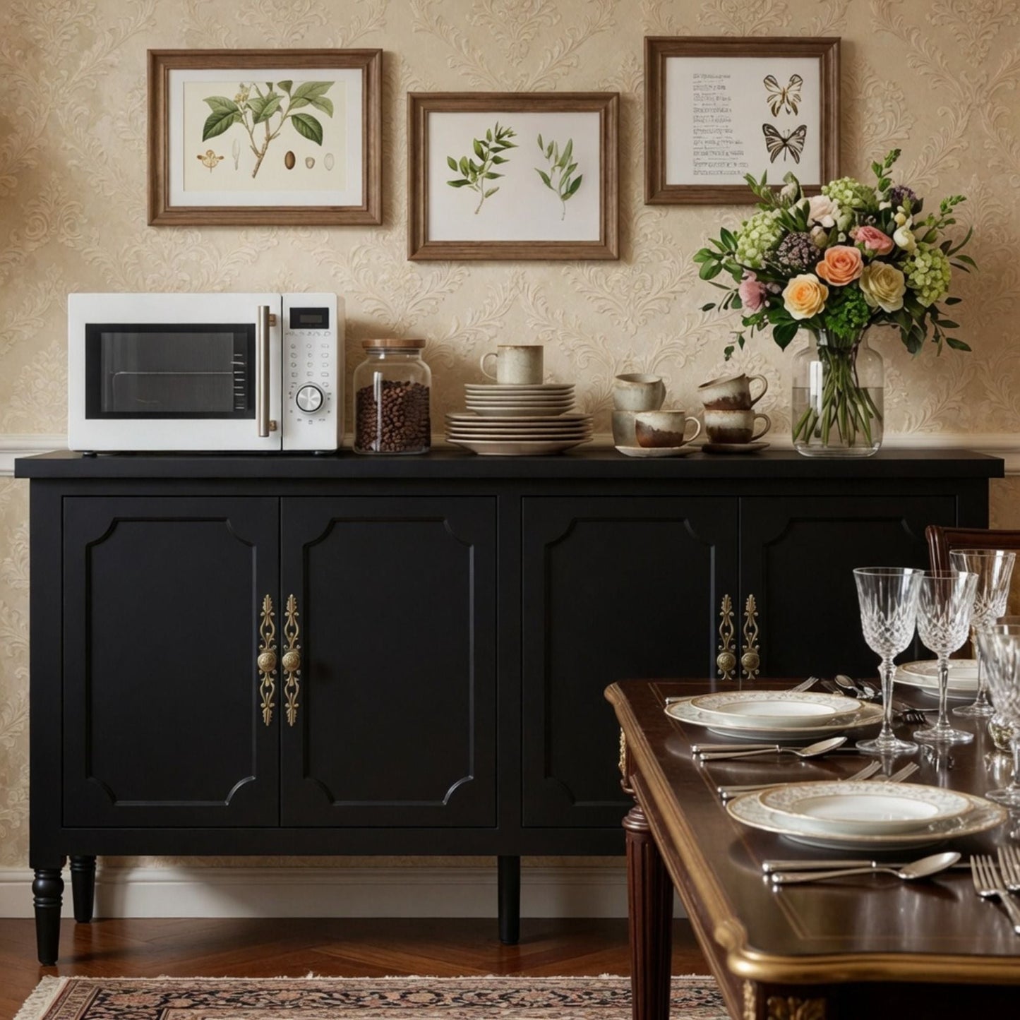 Vintage Buffet Cabinet With Adjustable Shelves