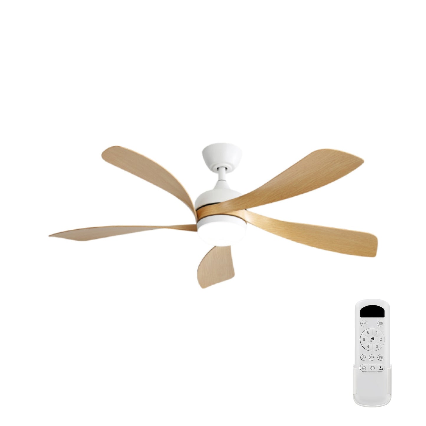 52 Inch Modern Ceiling Fan With 3 Color Dimmable LED Light