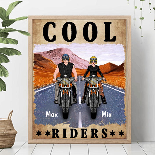 Personalized Couple Motorcycle Poster - Gift Idea For Couple/Friends - Cool Riders
