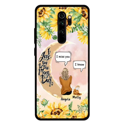 Personalized Memorial Cat Sun Flower Phone Case - Up to 6 Cats - Memorial Gift Idea For Cat Lover - I Love You To The Moon And Back - Case For Xiaomi, Oppo And Huawei