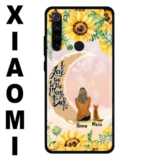 Personalized Cat Sun Flower Phone Case - Up to 6 Cats - Gift Idea For Cat Lover - I Love You To The Moon And Back - Case For Xiaomi, Oppo And Huawei