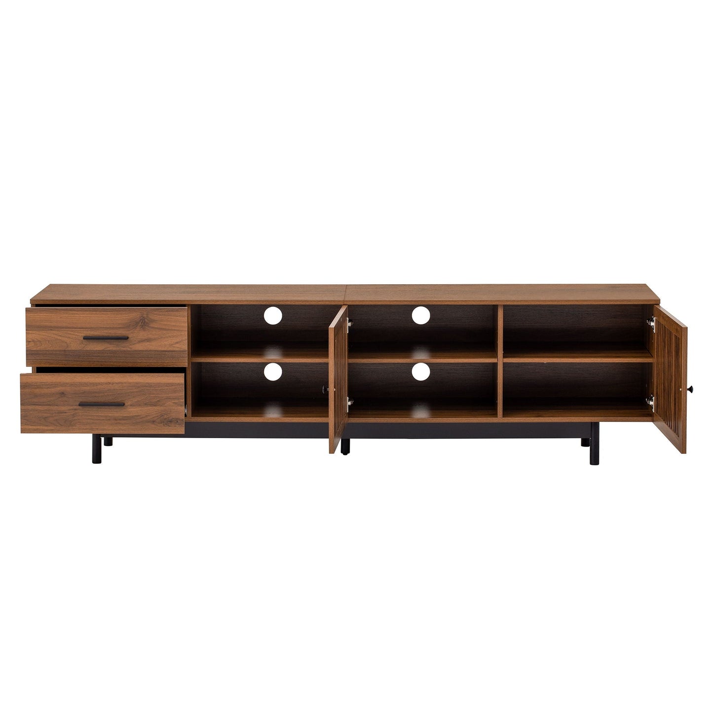 78" TV Stand For TVs Up To 85" Entertainment Center With Deep Drawers & Cable Management, Soft Closing Hinges - Walnut