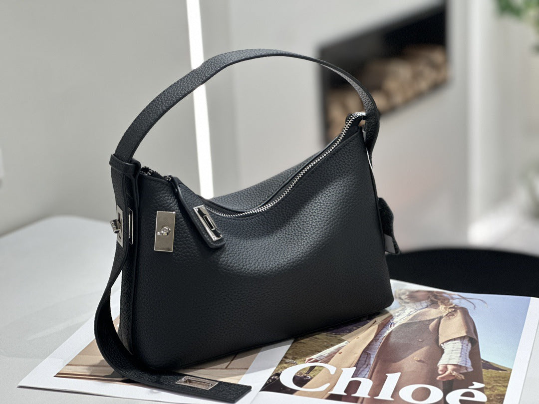 First-layer Cowhide Underarm Bag, New High-end Niche Design, Handbag, High-end Shoulder Pillow Bag