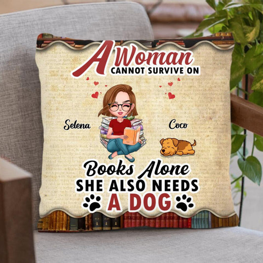 Personalized Reading Girl Pillow Cover - Girl With Up to 4 Pets - Gift Idea For Book/Cat/Dog Lover - Loves Books, Cats And Dogs That Was Me