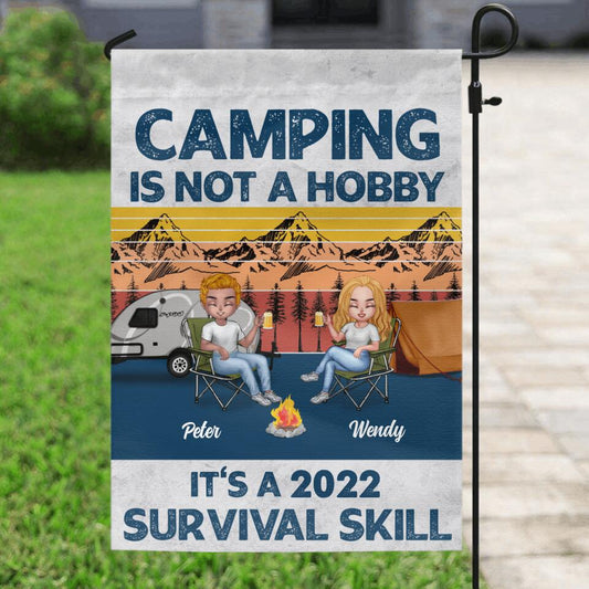 Personalized Camping Flag Sign - Gift For Couple/Single/Camping Lovers - Camping Is Not A Hobby
