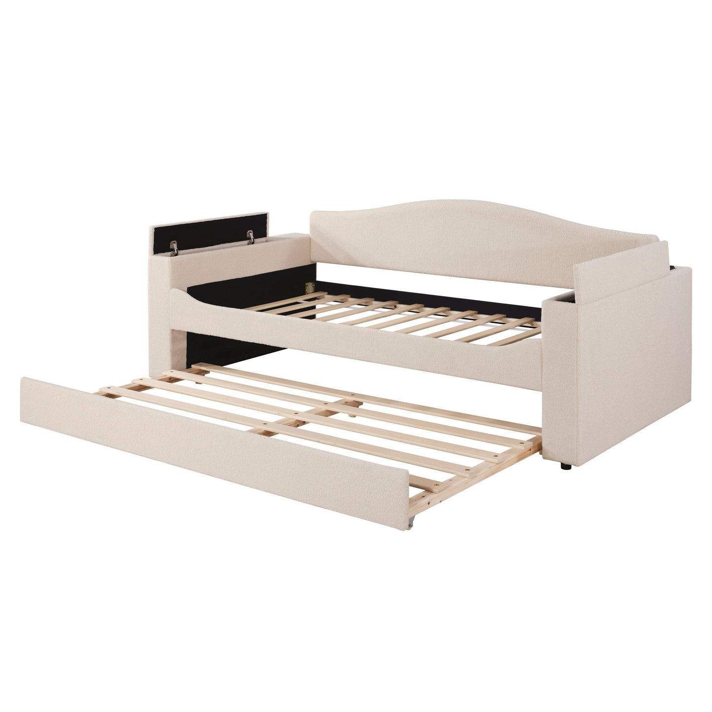 Upholstered Daybed With Storage Armrests, Trundle And Latest Integrated tooth Audio System