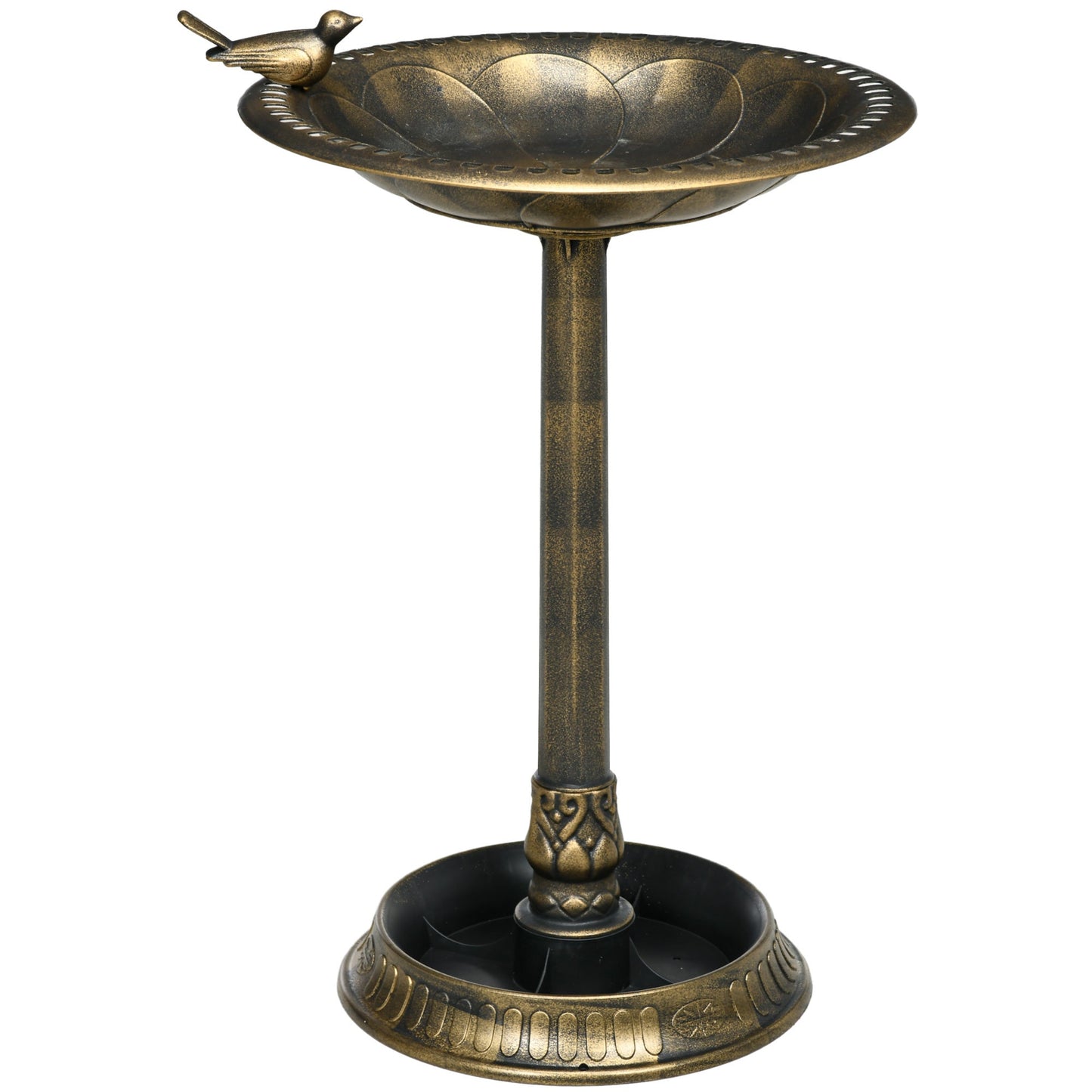 Outsunny 28" Antique Bronze Bird Bath with Pedestal Flower Planter Base