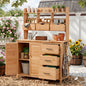 TOPMAX Farmhouse Patio Potting Bench with Storage and Workstation