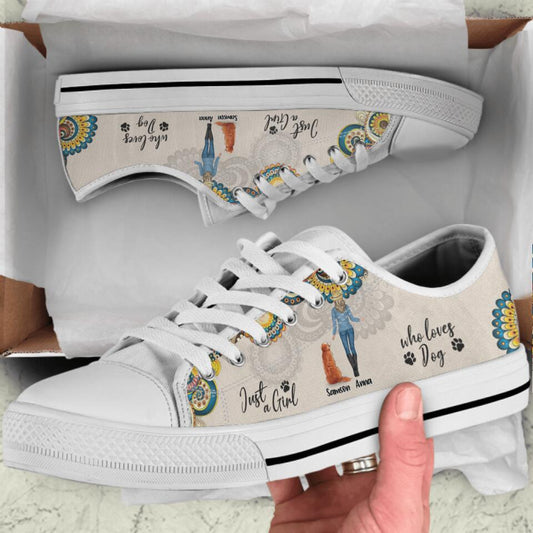Personalized Dog Mom Sneakers - Up to 4 Dogs - Gift Idea For Dog Lovers - Just A Girl Who Loves Dogs