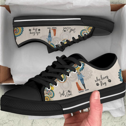 Personalized Dog Mom Sneakers - Up to 4 Dogs - Gift Idea For Dog Lovers - Just A Girl Who Loves Dogs