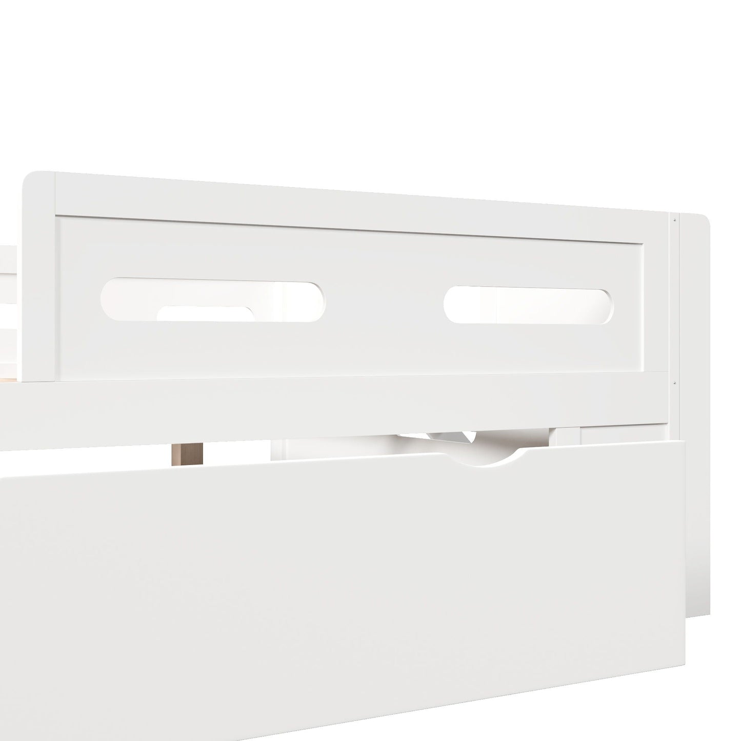 Platform Bed With Guardrail And Drawer
