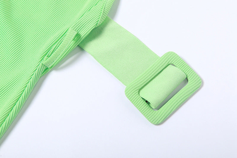 New Mint green Single Breasted open Back Slim Fit Dress for women
