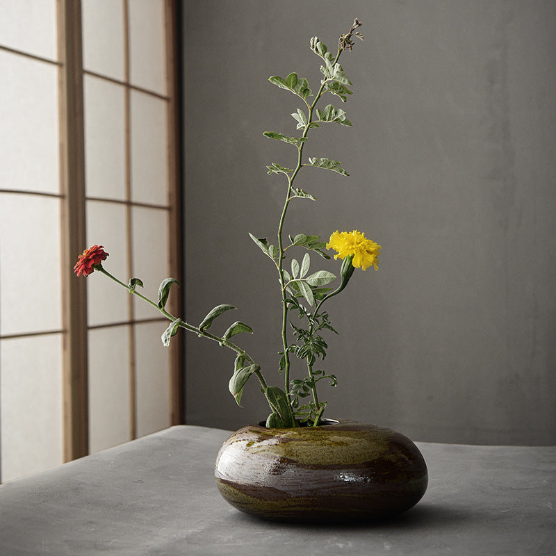 Ceramic Vase Vintage Dried Flower Stoneware Home Crafts Ornaments
