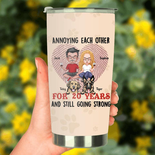 Personalized Couple Tumbler - Gift Idea for Couple/Dog Lovers with up to 2 Dogs - Annoying Each For 20 Years and Still Going Strong
