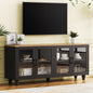 ON-TREND Farmhouse TV Stand with Tempered Glass Doors