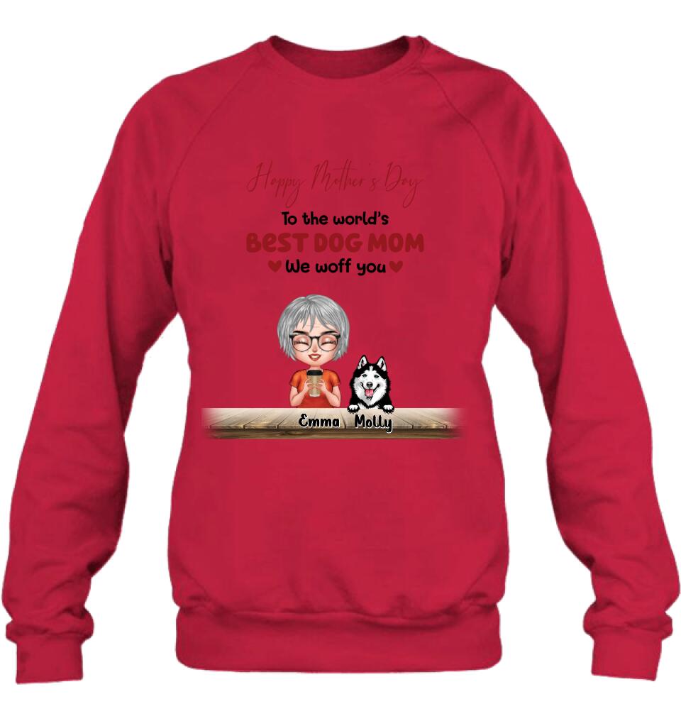 Personalized Dog Mom/Dog Dad Shirt/Pullover Hoodie - Man/Woman With Up to 6 Dogs - Mother's Day/ Father's Day Gift Idea For Dog Lover