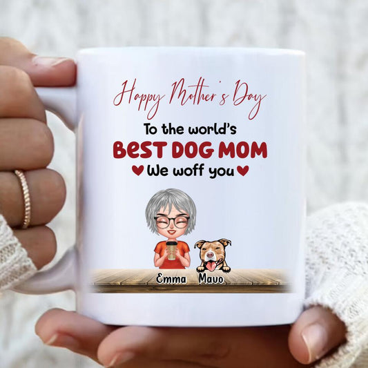 Personalized Dog Mom/Dog Dad Coffee Mug - Man/Woman With Up to 6 Dogs - Mother's Day/Father's Day Gift Idea For Dog Lover
