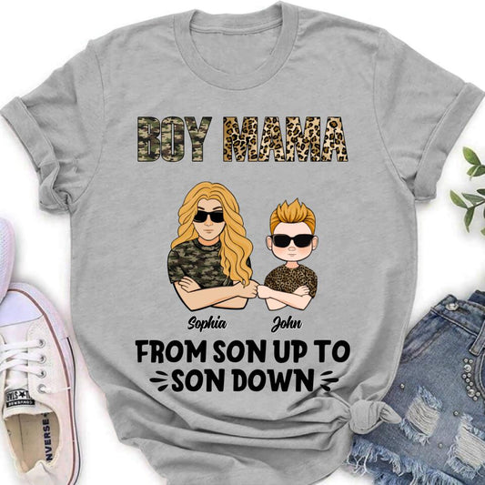 Personalized Boy Mom Shirt/Pullover Hoodie - Up to 5 Kids - Birthday, Mother's Day Gift For Mom, Mother - Boy Mama From Son Up To Son Down