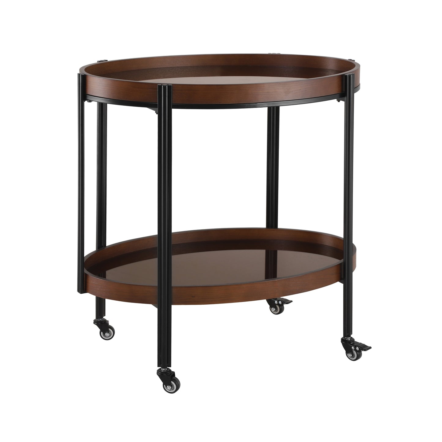 Oval 2 Shelf Dark Kitchen Cart