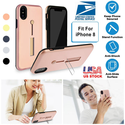 Finger Strap Phone Case for iPhone  8 Drop-prot ection Finger Ring Rugged Phone Case with Kickstand Dual Layer Case