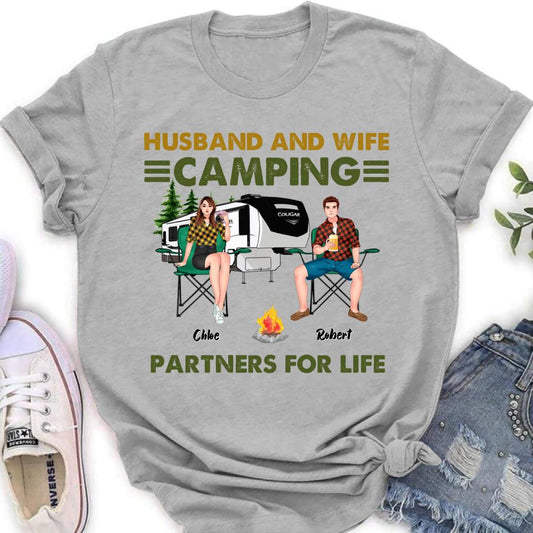 Personalized Camping Shirt - Up to 6 People - Gift Idea For Camping Lover - Husband And Wife Camping Partners For Life