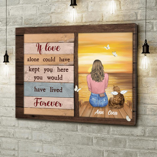 Personalized Pet Memorial Canvas - Adult/Couple With Up to 4 Pets - Memorial Gift Idea For Dog/Cat Lover - If Love Alone Could Have Kept You Here You Would Have Lived Forever