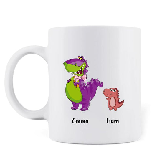 Personalized Grandma Dinosaur Coffee Mug - Up to 6 Grandkids - Mother's Day Gift Idea For Grandma - I Never Dreamed I'd Be This Crazy Grandma With The Cutest Grandkids Ever