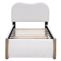 Upholstered Platform Bed With Wood Supporting Feet And Trundle